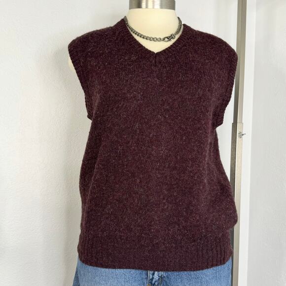 Vintage Wool Blend V-Neck Sweater Vest boundary Waters XL Dark Academia - Picture 1 of 5